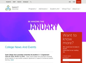 How saultcollege.ca looks like on a tablet such as an iPad.