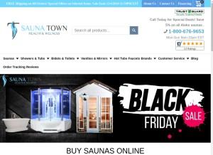 How saunatown.com looks like on a tablet such as an iPad.