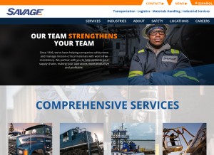 How savageservices.com looks like on a tablet such as an iPad.