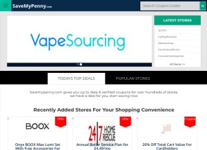 How savemypenny.com looks like on a tablet such as an iPad.