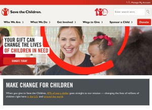 How savethechildren.org looks like on a tablet such as an iPad.