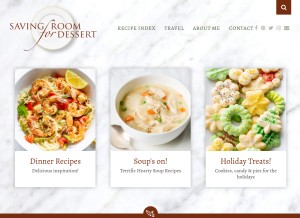 How savingdessert.com looks like on a tablet such as an iPad.