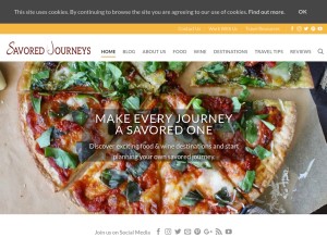 How savoredjourneys.com looks like on a tablet such as an iPad.