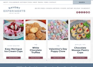 How savoryexperiments.com looks like on a tablet such as an iPad.