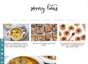 How savorylotus.com looks like on a tablet such as an iPad.