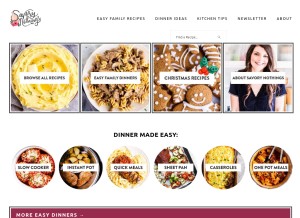 How savorynothings.com looks like on a tablet such as an iPad.