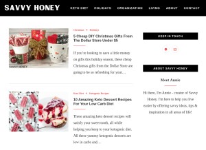 How savvyhoney.com looks like on a tablet such as an iPad.