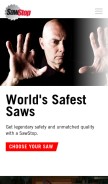 How sawstop.com looks like on a mobile device such as an iPhone.