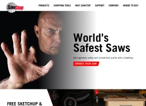 How sawstop.com looks like on a tablet such as an iPad.