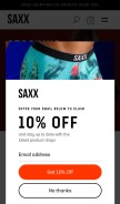 How saxxunderwear.com looks like on a mobile device such as an iPhone.