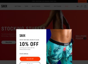How saxxunderwear.com looks like on a tablet such as an iPad.