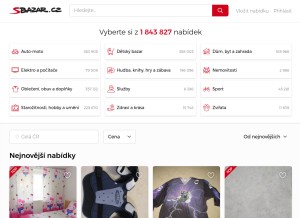 How sbazar.cz looks like on a tablet such as an iPad.