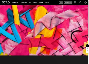 How scad.edu looks like on a tablet such as an iPad.