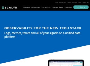 How scalyr.com looks like on a tablet such as an iPad.