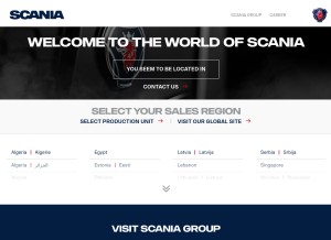 How scania.com looks like on a tablet such as an iPad.
