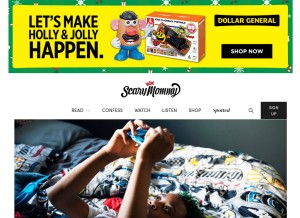 How scarymommy.com looks like on a tablet such as an iPad.