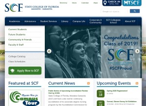 How scf.edu looks like on a tablet such as an iPad.