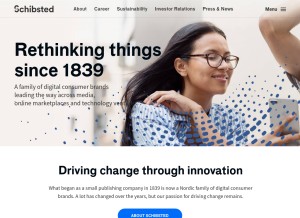 How schibsted.com looks like on a tablet such as an iPad.
