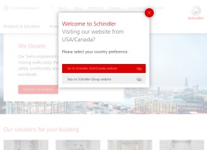How schindler.com looks like on a tablet such as an iPad.