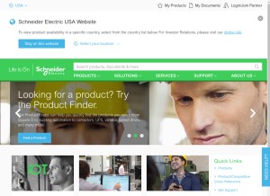 How schneider-electric.com looks like on a tablet such as an iPad.