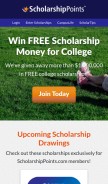 How scholarshippoints.com looks like on a mobile device such as an iPhone.