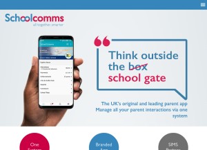 How schoolcomms.com looks like on a tablet such as an iPad.