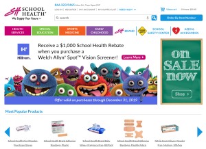 How schoolhealth.com looks like on a tablet such as an iPad.