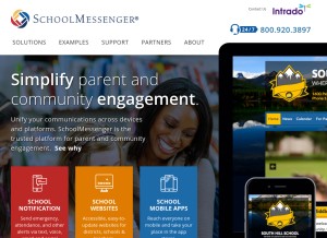 How schoolmessenger.com looks like on a tablet such as an iPad.