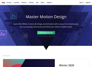 How schoolofmotion.com looks like on a tablet such as an iPad.
