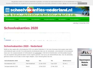 How schoolvakanties-nederland.nl looks like on a tablet such as an iPad.