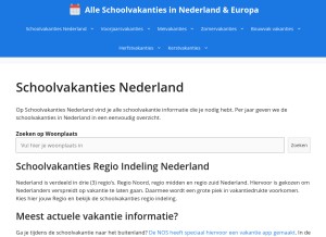 How schoolvakanties.org looks like on a tablet such as an iPad.