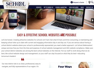 How schoolwebmasters.com looks like on a tablet such as an iPad.
