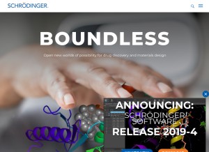 How schrodinger.com looks like on a tablet such as an iPad.
