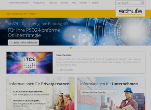 How schufa.de looks like on a tablet such as an iPad.