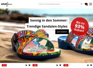 How schuhfans.de looks like on a tablet such as an iPad.