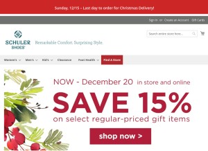 How schulershoes.com looks like on a tablet such as an iPad.