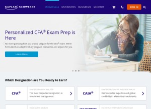 How schweser.com looks like on a tablet such as an iPad.