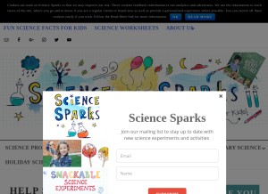 How science-sparks.com looks like on a tablet such as an iPad.