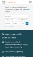 How sciencedirect.com looks like on a mobile device such as an iPhone.