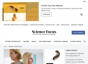 How sciencefocus.com looks like on a tablet such as an iPad.
