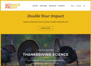 How sciencefriday.com looks like on a tablet such as an iPad.