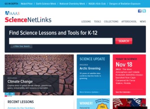 How sciencenetlinks.com looks like on a tablet such as an iPad.