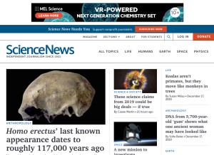 How sciencenews.org looks like on a tablet such as an iPad.
