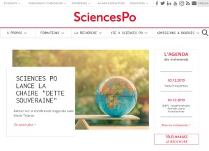 How sciencespo.fr looks like on a tablet such as an iPad.