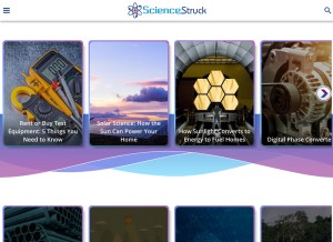 How sciencestruck.com looks like on a tablet such as an iPad.