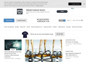 How scientificamerican.com looks like on a tablet such as an iPad.