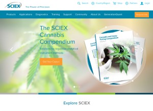 How sciex.com looks like on a tablet such as an iPad.