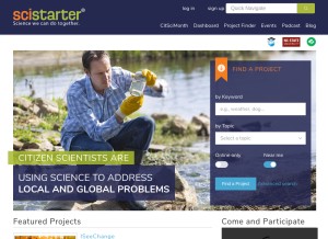 How scistarter.com looks like on a tablet such as an iPad.