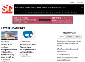 How scmagazine.com looks like on a tablet such as an iPad.