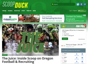 How scoopduck.com looks like on a tablet such as an iPad.